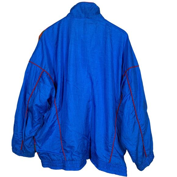 Vintage 80s Shell Shock Full Zip Jacket Track Suit Windbreaker Jewel Blue - 1X - Picture 4 of 5